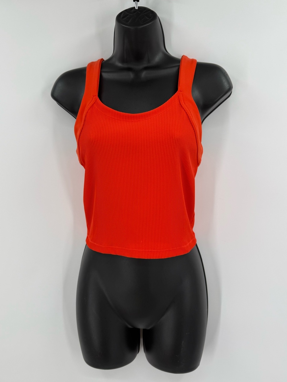 Athleta Horizon Ribbed Crisscross Back Cropped Tank | Flame | Small